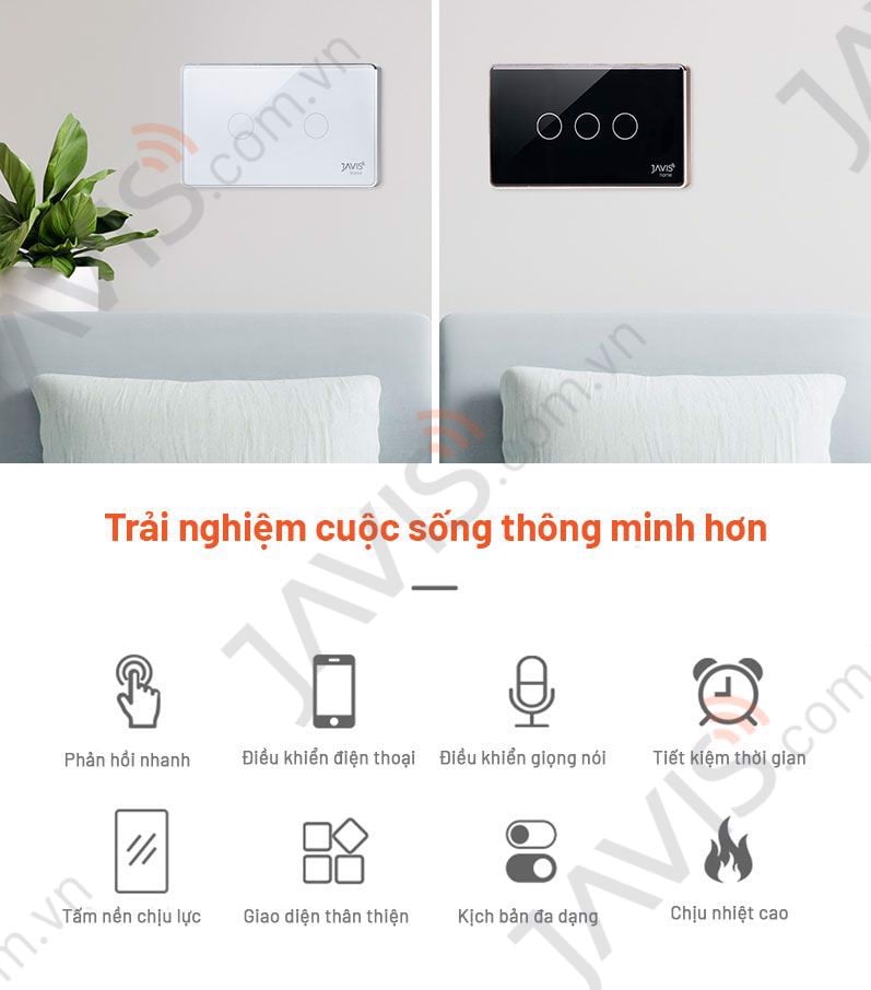 Công tắc Zigbee JAVIS 1 nút bấm cơ vuông màu xám