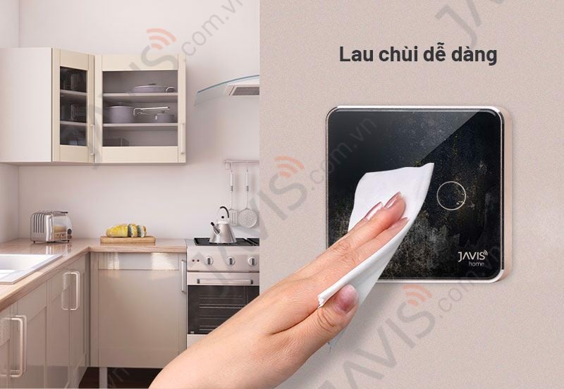 Công tắc Zigbee JAVIS 1 nút bấm cơ vuông màu xám