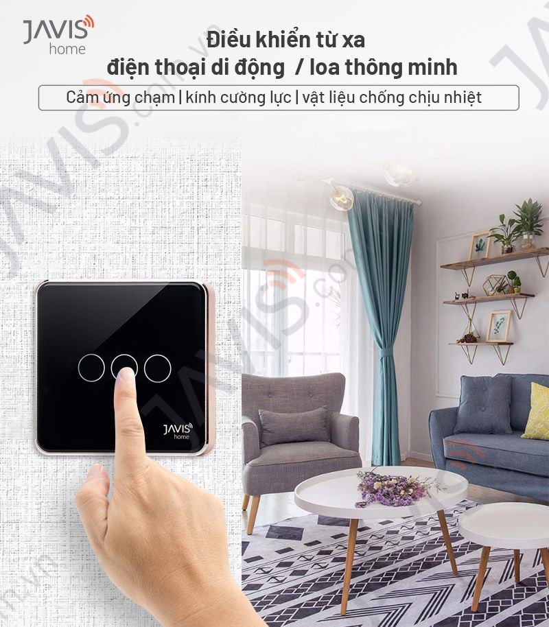 Công tắc Zigbee JAVIS 1 nút bấm cơ vuông màu xám