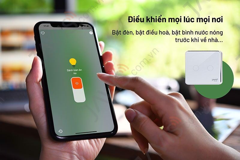 Công tắc Zigbee JAVIS 1 nút bấm cơ vuông màu xám